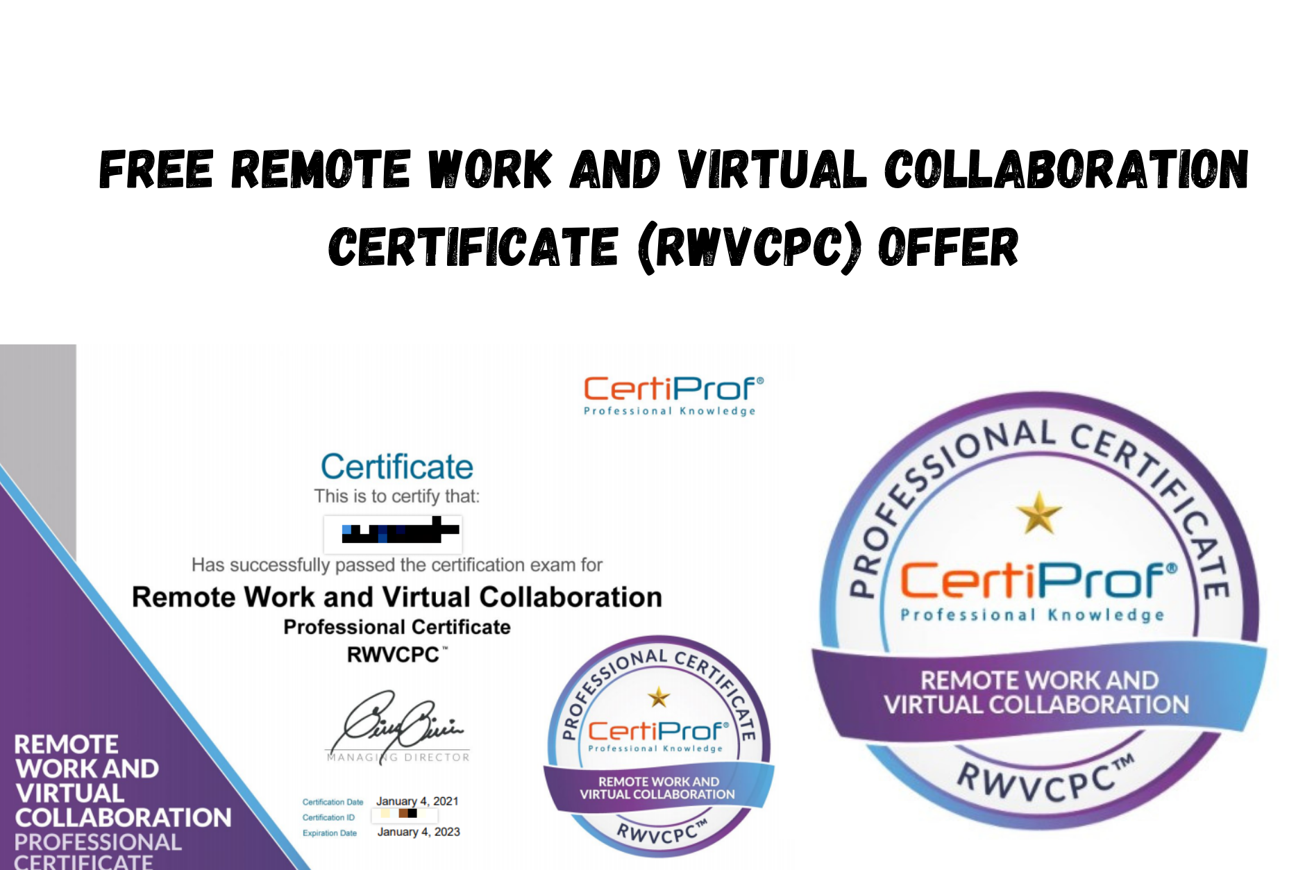 Free Remote Work and Virtual Collaboration Certificate (RWVCPC) offer