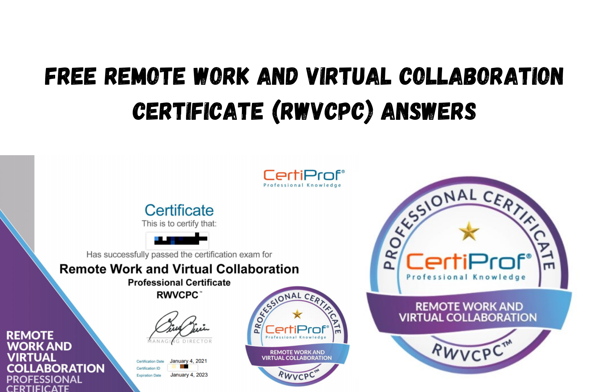 Free Remote Work and Virtual Collaboration Certificate (RWVCPC) answers
