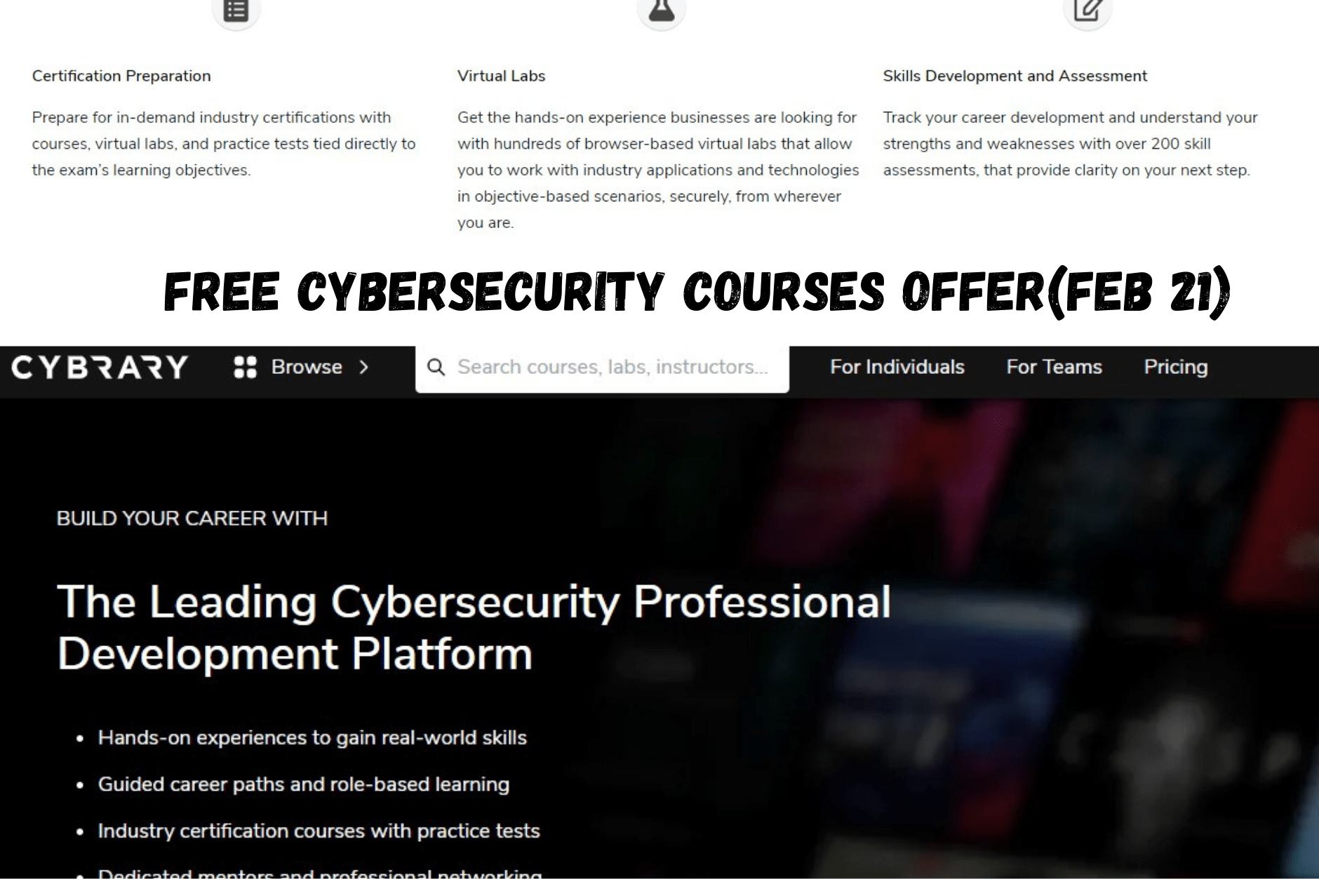 Free Cybersecurity courses offer(Feb 21) CyberRubik