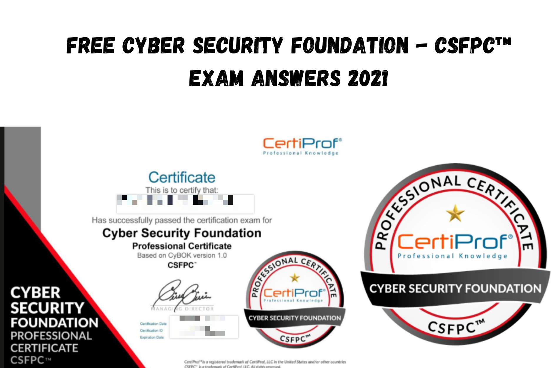 Free Cyber Security Foundation - CSFPC™ Exam Answers 2021