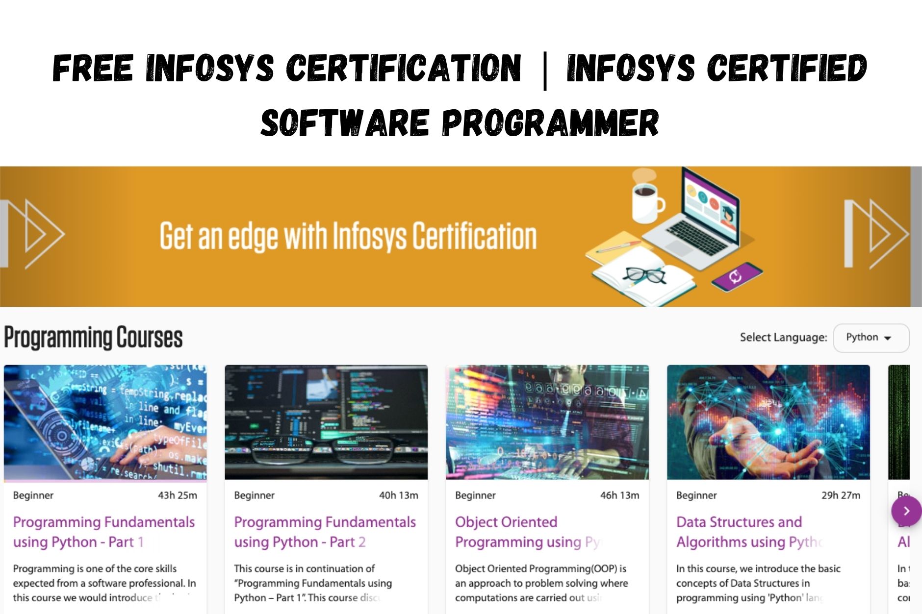 Free Infosys certification | Infosys Certified Software Programmer