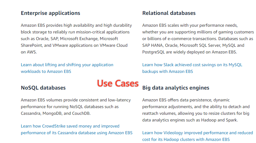 EBS USE CASES