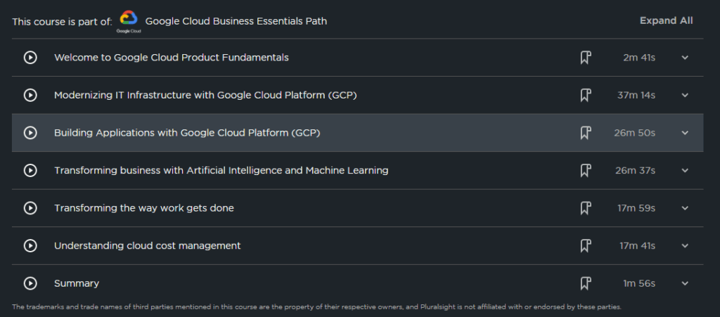 FREE WEEKLY COURSES on Google Cloud from Pluralsight