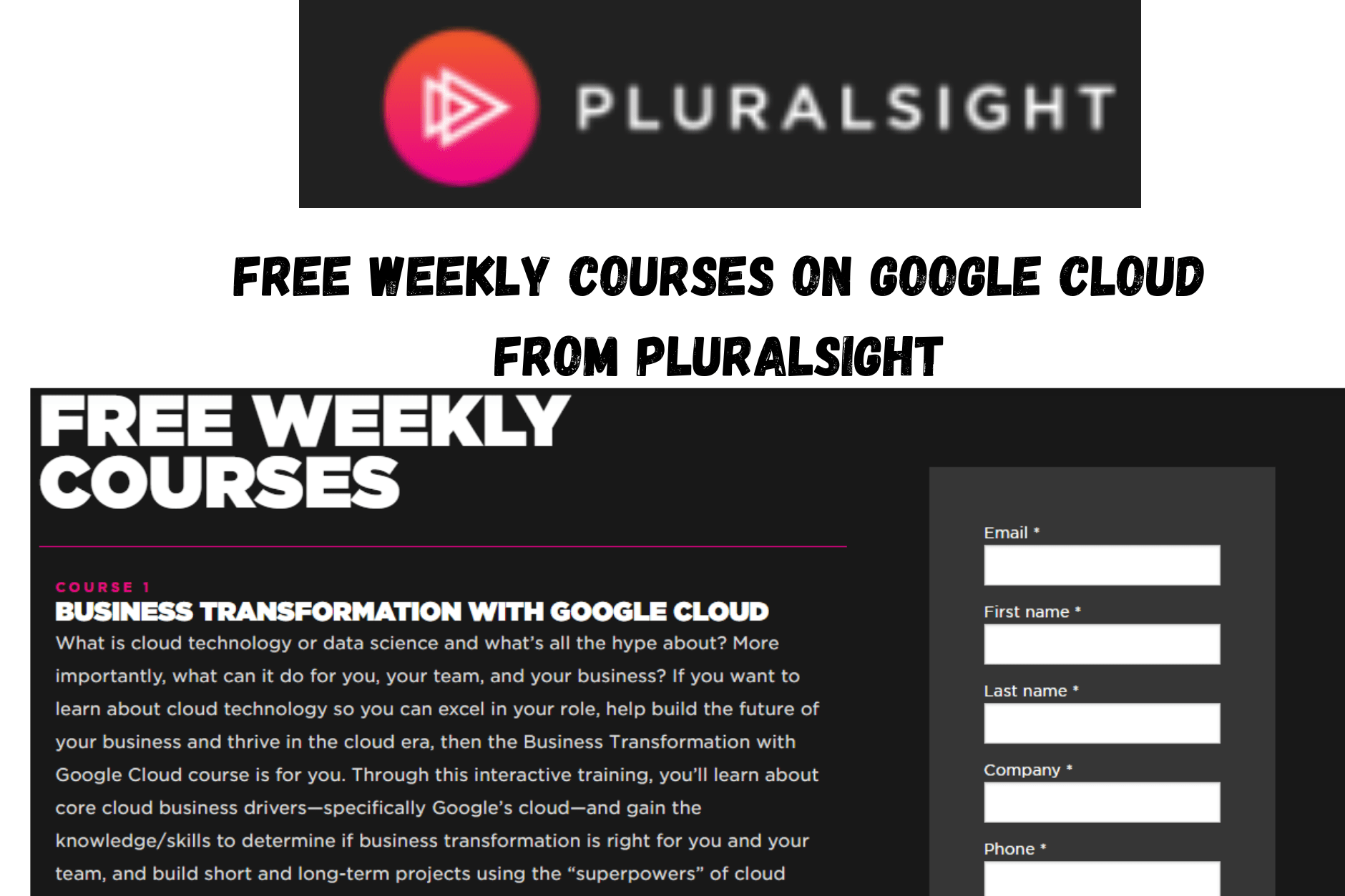 Pluralsight FREE WEEKLY COURSES
