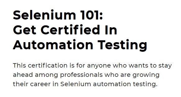 Free Selenium 101:Get Certified In Automation Testing
