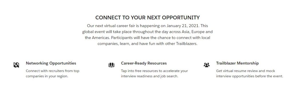 Free  Salesforce Trailblazer Connect Career Fair