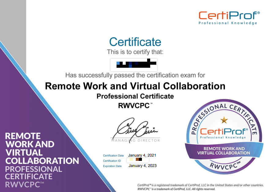 Remote Work and Virtual Collaboration Certificate (RWVCPC) 
